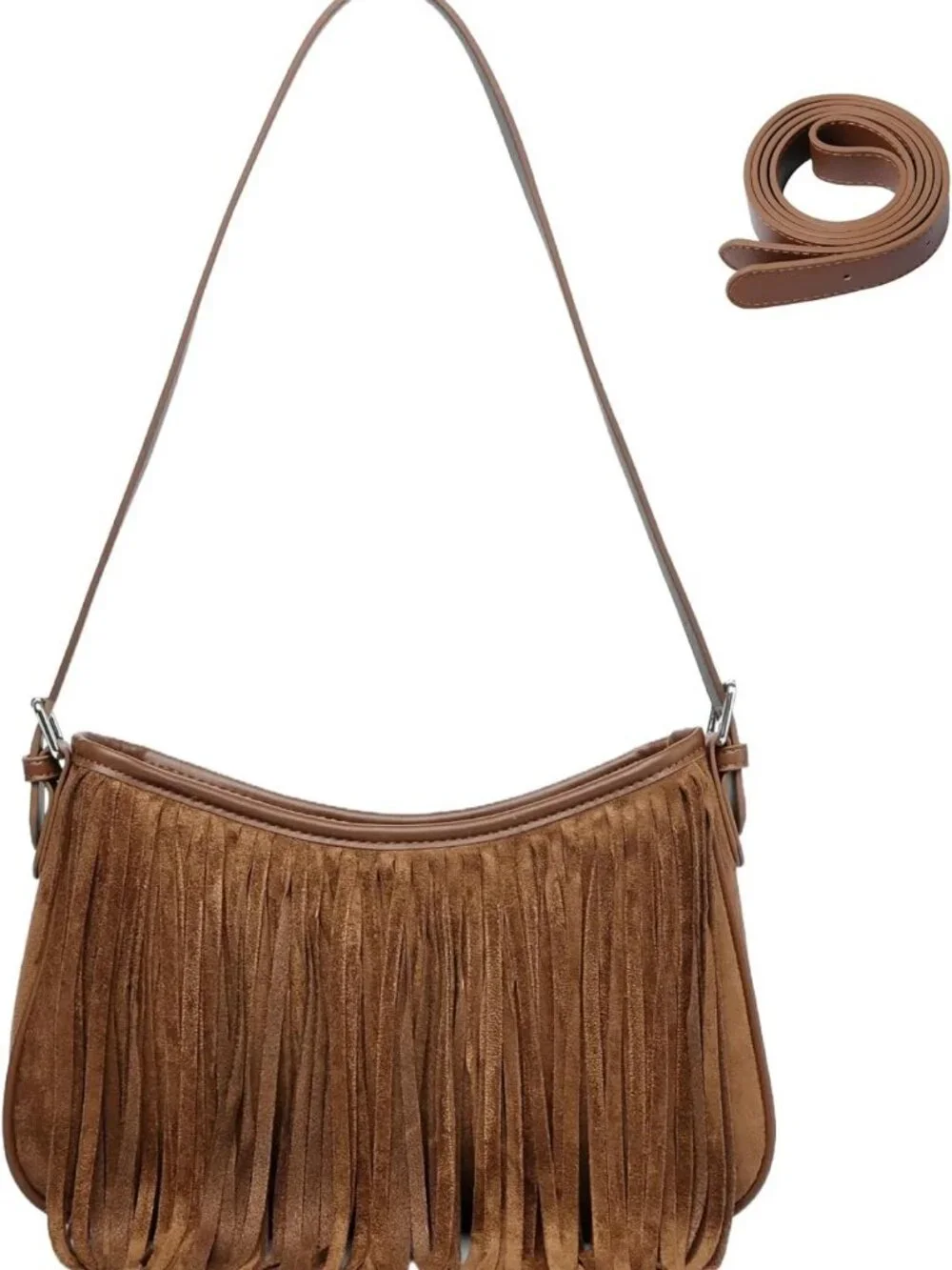 Chic Suede Fringe Hobo Bag for Women - Stylish Crossbody Underarm Purse